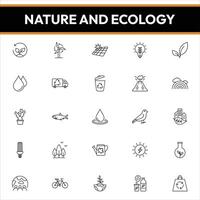 natura e ecologia icone, natura e ecologia linea icone vettore