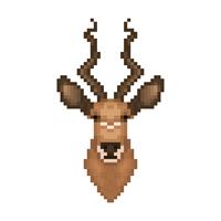 Testa di antilope in stile pixel art. vettore