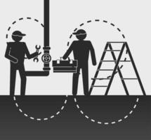 lavoratori che installano tubi di una conduttura vettore