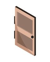 isometrica della porta di legno vettore
