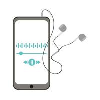 smartphone podcast con auricolari vettore