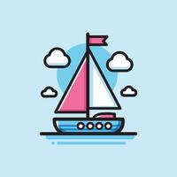 carino vettore design illustrazione di piatto design barca a vela