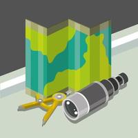 telescopio cartografico e bussola vettore