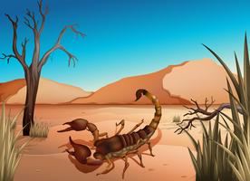 Un deserto con uno scorpione vettore