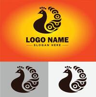 pavone logo lusso stile icona azienda marca attività commerciale pavone logo modello modificabile vettore