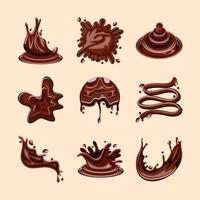 impostare spruzzi di cioccolato vettore