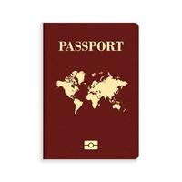 passaporto rosso biometrico internazionale isolato su sfondo bianco