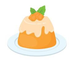 Mango budino panna cotta carino cartone animato vettore illustrazione