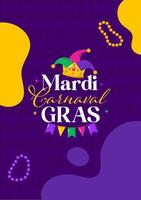 mardi gras carnaval vettore aviatore con carta bandiera e cappello