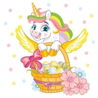 divertente cartone animato Pasqua unicorno vettore illustrazione