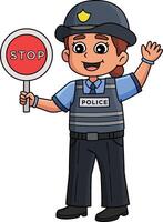 polizia traffico ufficiale Tenere fermare cartello cartone animato colorato vettore