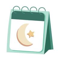 calendario con Luna e stella icona vettore illustrazione Ramadhan eid Fitr musulmano