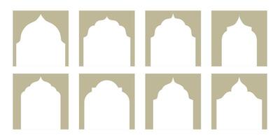elegante islamico finestre e archi con un' moderno boho design. estetico vettore illustrazioni Perfetto per festeggiare Ramadan e eid mubarak. piazza telaio collezione