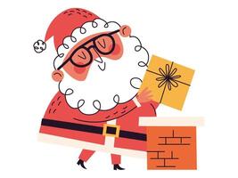 Natale illustrazione etichetta presente per regalo e inverno collezione vettore