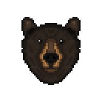 Testa d&#39;orso in stile pixel art. vettore
