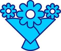 fiore mazzo blu pieno icona vettore