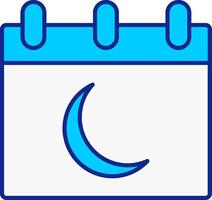 Luna calendario blu pieno icona vettore
