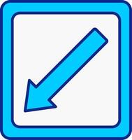 diagonale freccia blu pieno icona vettore