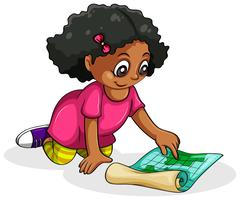 Una ragazza nera studiando vettore