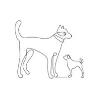 vettore cane animale domestico animale continuo uno linea arte silhouette disegno isolato su bianca sfondo