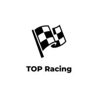 da corsa concorrenza o campionato logo concetto design con scacchiera bandiere vettore