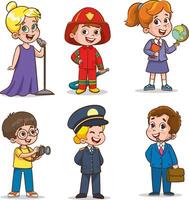 cartone animato contento bambini nel diverso professioni. vettore illustrazione.