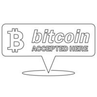 concetto di pagamento bitcoin. criptovaluta mobile. transazione o donazione bitcoin. criptovaluta accettata qui vettore