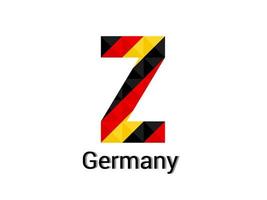 lettera creativa z con il concetto di colori 3d germania. buono per la stampa, il design di t-shirt, il logo, ecc. vettore