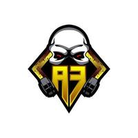 design del logo iniziale ae, design del logo iniziale ae con stile maschera antigas, logo per gioco, esport, comunità o affari. vettore