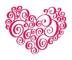 Disegnato a mano cuore amore San Valentino separatore di fiori Elementi di design calligrafia. Illustrazione vettoriale vintage matrimonio isolato su sfondo bianco cornice, cuori per il vostro disegno