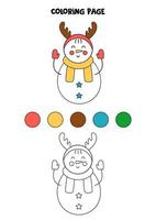 colore simpatico cartone animato pupazzo di neve. foglio di lavoro per bambini. vettore