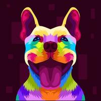 illustrazione testa di cane colorata con stile pop art vettore