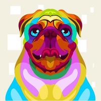 illustrazione testa di cane colorata con stile pop art vettore