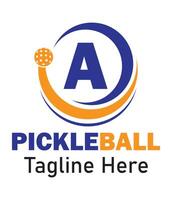 pickleball costume testo logo design vettore