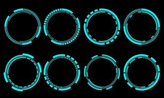 impostato di sci fi blu cerchio utente interfaccia elementi tecnologia futuristico design moderno creativo su nero sfondo vettore