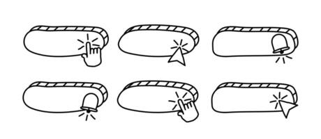 impostato di vettore linea pulsanti con campana e mano