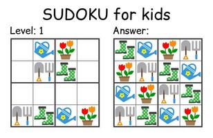 sudoku. bambini e adulto matematico mosaico. bambini gioco. giardino tema. Magia quadrato. logica puzzle gioco. digitale rebus vettore