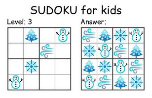 sudoku. bambini e adulto matematico mosaico. bambini gioco. inverno tema. Magia quadrato. logica puzzle gioco. digitale rebus vettore