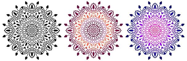 mandala impostare. indiano anti stress medaglione. astratto islamico fiore, Arabo alcanna disegno, yoga simbolo. collezione di mandala su bianca sfondo vettore