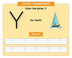 alfabeto tracciato foglio di lavoro con capitale lettera y vettore