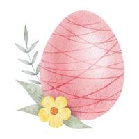 rosso Pasqua uovo, fiore e le foglie. pasquale concetto con Pasqua uova con pastello colori. isolato acquerello illustrazione. modello per Pasqua carte, copertine, manifesti e inviti. vettore