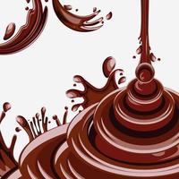 gocce di cioccolato che cadono vettore