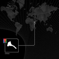 eritrea su nero mondo carta geografica. carta geografica e bandiera di eritrea. vettore