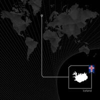 Islanda su nero mondo carta geografica. carta geografica e bandiera di Islanda. vettore