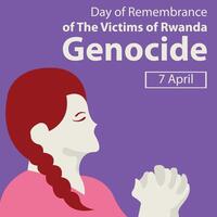 illustrazione vettore grafico di un' donna è concentrandosi su pregando, Perfetto per internazionale giorno, ricordo, vittime di Ruanda, genocidio, celebrare, saluto carta, eccetera.