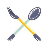 forchetta e cucchiaio posate utensile da cucina schizzo stile isolato vettore