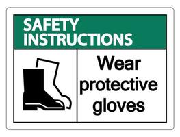 istruzioni di sicurezza indossare segno di calzature protettive su sfondo trasparente vettore