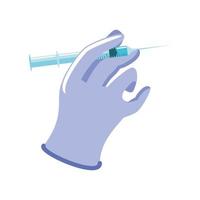mano medica che tiene la siringa vaccinazione, trattamento, vaccino mondiale vettore