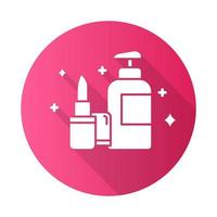 bellezza e cura personale icona del glifo con design piatto rosa lunga ombra. prodotti per il trucco. concetto di cosmetici decorativi. Dipartimento di e-commerce, categorie di acquisti online. illustrazione vettoriale silhouette