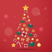 albero di natale con sfondo iconico dell'elemento vettore